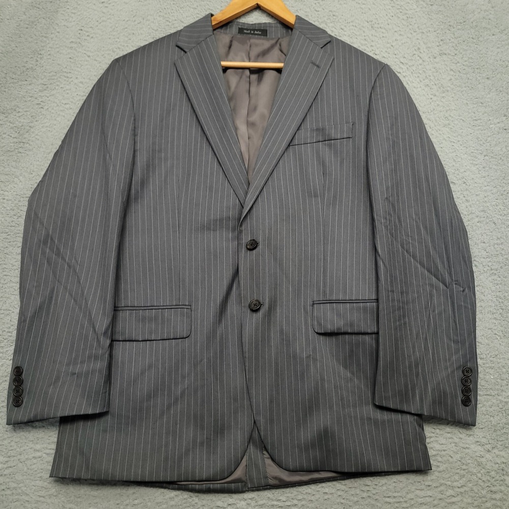 Lauren Ralph Lauren Men's 42R (43) Blazer Jacket Gray Stripe‎ 100% Wool